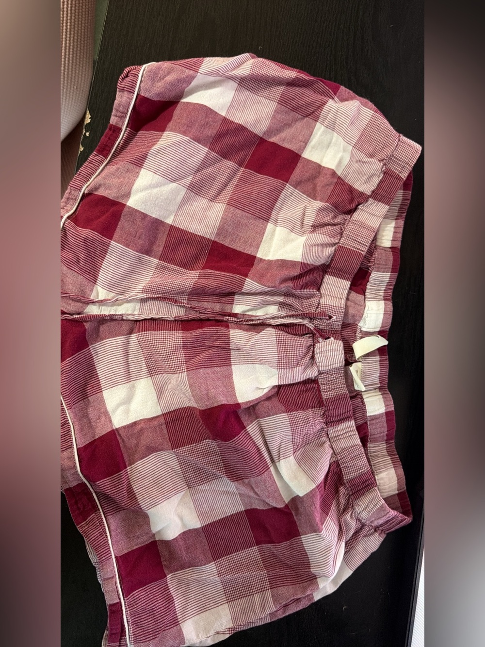 Plaid Pink and White Cotton Shorts